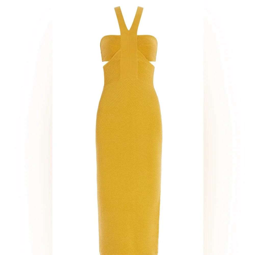 BCBGMaxazria Merigold Abigail Halter Midi Dress - Picture 3 of 10
